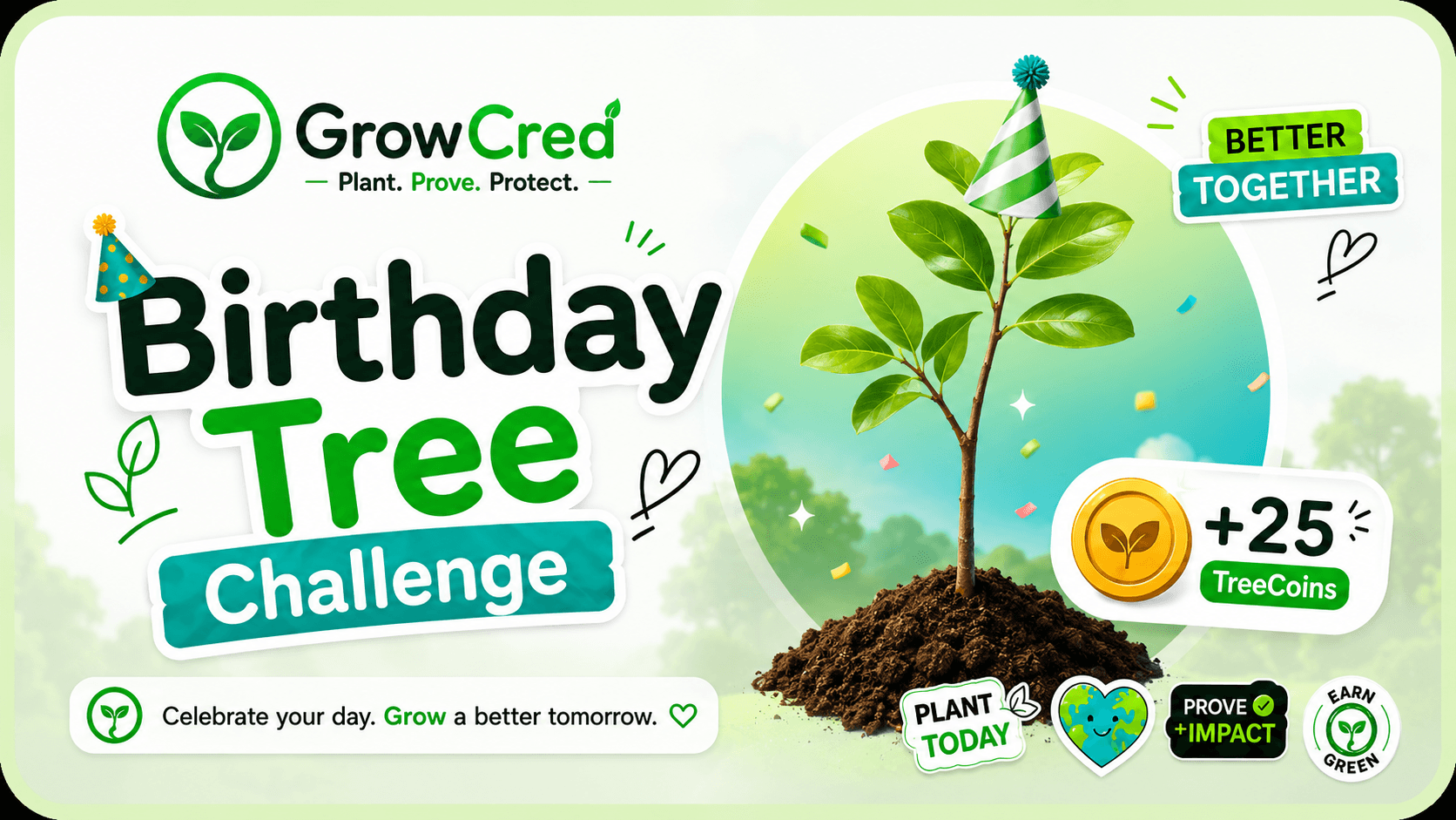 Birthday Tree Challenge GrowCred challenge banner
