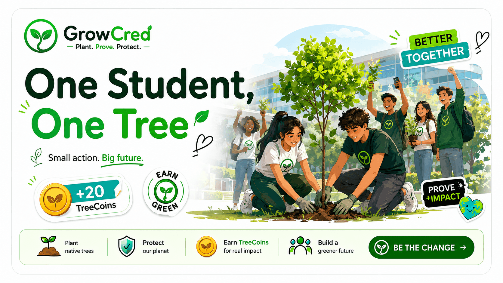 One Student, One Tree GrowCred challenge banner